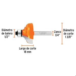 Broca para router, clásica, 1-3/8