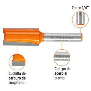 Broca para router, recta 2 filos, 1/2