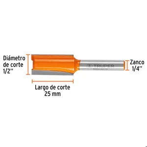 Broca para router, recta 2 filos, 1/2