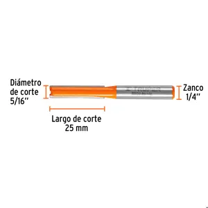 Broca para router, recta 2 filos, 1/4