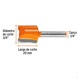 Broca para router, recta 2 filos, 3/4