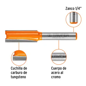 Broca para router, recta 2 filos, 3/8