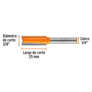 Broca para router, recta 2 filos, 3/8