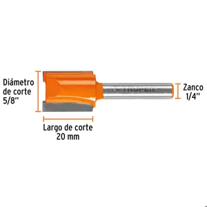 Broca para router, recta 2 filos, 5/8