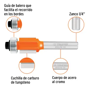 Broca para router, corte recto, 1/2