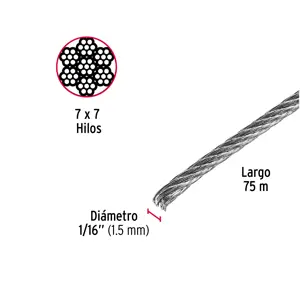 Metro de cable rígido 1/16