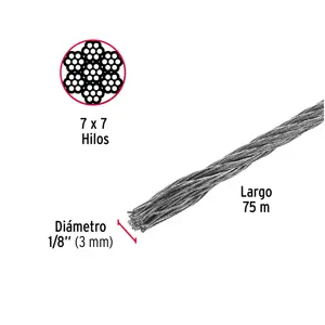 Metro de cable rígido 1/8