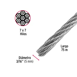 Metro de cable rígido 3/16