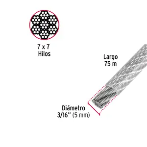 Fiero Metro de cable rígido 3/16