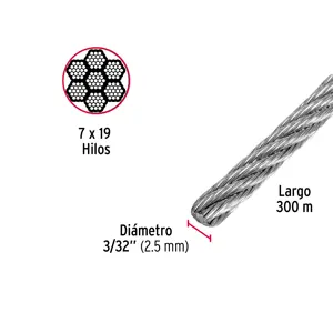 Fiero Metro de cable flexible 3/32