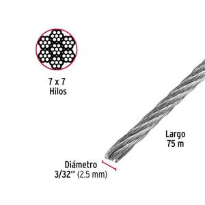 Metro de cable rígido 3/32