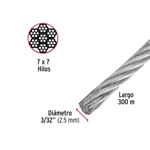 Metro de cable rígido 3/32