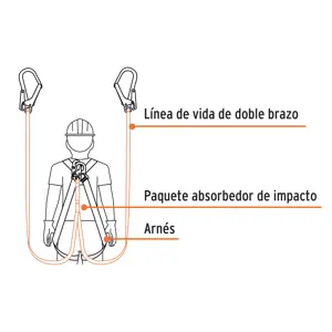 Truper Línea vida absorbedor impacto doble brazo gancho grande,ANSI