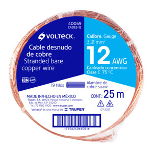 40049 / CADES-12 TRUPER Metro de cable desnudo de cobre calibre 12 AWG