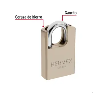 Hermex Candado de acero, máxima seguridad, 50mm, llave anti-ganzúa