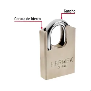 Hermex Candado de acero, máxima seguridad, 60mm, llave anti-ganzúa