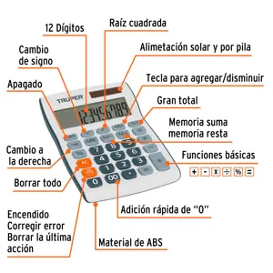 Calculadora de escritorio 15 cm, Truper