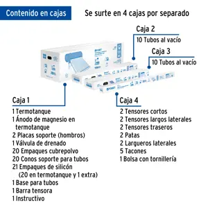 Calentador solar de agua, 20 tubos, 240L, 7 personas, Foset