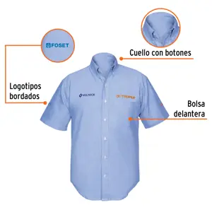 Camisa manga corta para hombre, azul, G, Truper