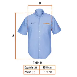 Camisa manga corta para hombre, azul, M, Truper