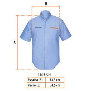 Camisa manga corta para hombre, azul, CH, Truper