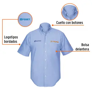 Camisa manga corta para hombre, azul, EG, Truper