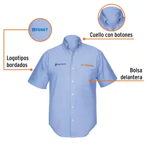 Camisa manga corta para hombre, azul, EEG, Truper