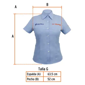 Camisa manga corta para mujer, azul, G, Truper