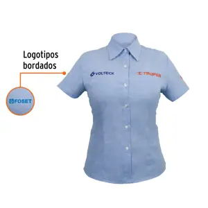 Camisa manga corta para mujer, azul, CH, Truper