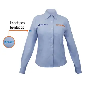 Camisa manga larga para mujer, azul, M, Truper