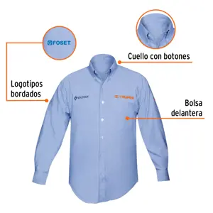 Camisa manga larga para hombre, azul, G, Truper