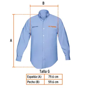 Camisa manga larga para hombre, azul, G, Truper