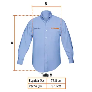 Camisa manga larga para hombre, azul, M, Truper