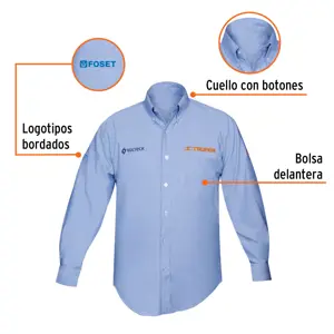 Camisa manga larga para hombre, azul, CH, Truper