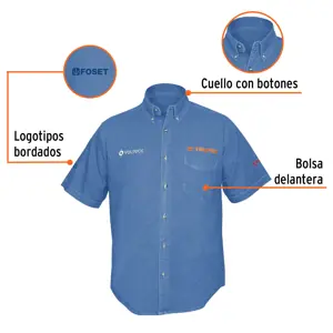 Camisa de mezclilla manga corta para hombre, EEG, Truper