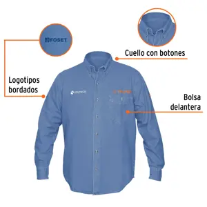 Camisa de mezclilla manga larga para hombre, EEG, Truper