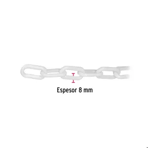 Fiero Metro de cadena de 8 mm de plástico blanca, carrete de 25 m