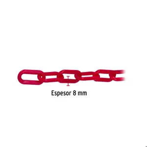 Fiero Metro de cadena de 8 mm de plástico roja, carrete de 25 m