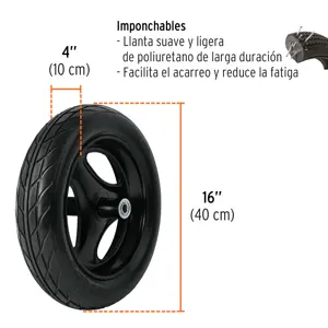 Carretilla 4.75 ft3 angosta, Imponchable, tubular, Truper