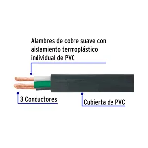 Volteck Metro de cable uso extra rudo 3 x 12 AWG en rollo de 100 m