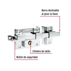 Cerradura de barra fija, derecha, Hermex