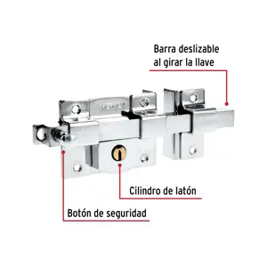 Cerradura de barra fija, derecha, blíster, Hermex