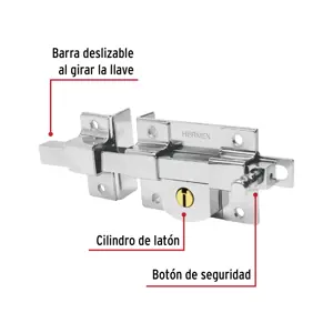 Cerradura de barra fija, izquierda, Hermex