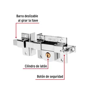 Cerradura de barra fija, izquierda, blíster, Hermex