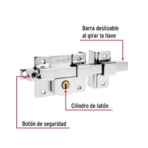 Cerradura de barra libre, derecha, Hermex