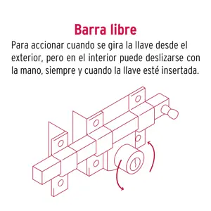 Cerradura de barra libre, izquierda, Hermex