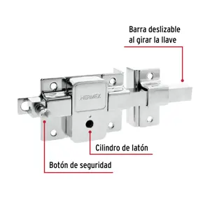 Hermex Cerradura de barra fija, llave tetra, derecha, blíster