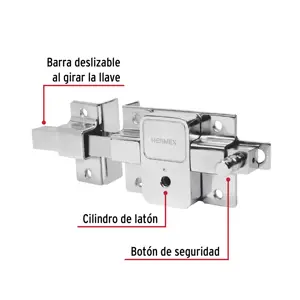 Cerradura de barra fija, llave tetra, izquierda, Hermex