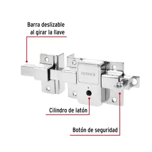 Hermex Cerradura de barra fija, llave tetra, izquierda, blíster