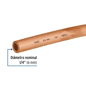 Rollo de 15m de tubo flexible de cobre 1/4